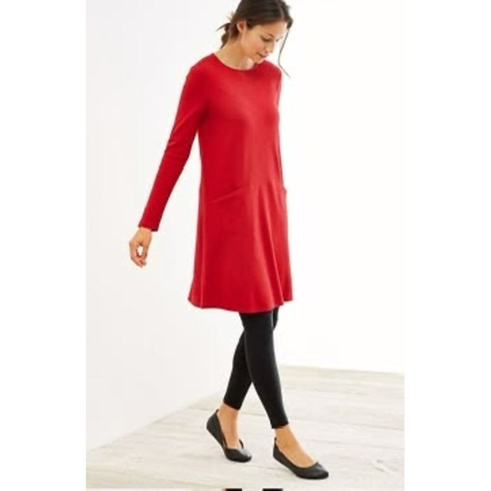 Pure Jill J. Jill Cotton Long Sleeve Shift Tunic Dress Size M Medium Red